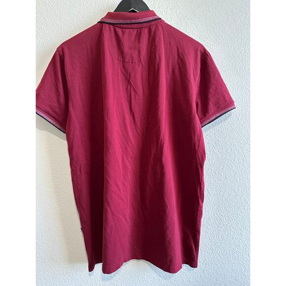 Scott James Collared Men's Size L Burgundy Front Pocket Polo Shirt - Picture 5 of 6